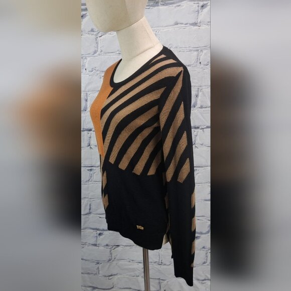 Burberry Brit Women's Sweater Wool Alpaca Striped Colorblock Camel Knight Small - Picture 3 of 16